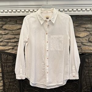 Anthropologie Textured White Button-Down Shirt